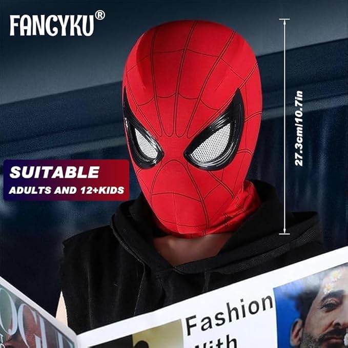 3D Spider Mask Men with Moving Eyes, Jaw Motion Activated Blinking Eyelid