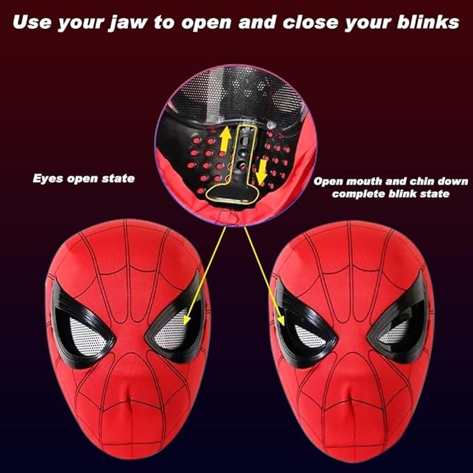 3D Spider Mask Men with Moving Eyes, Jaw Motion Activated Blinking Eyelid