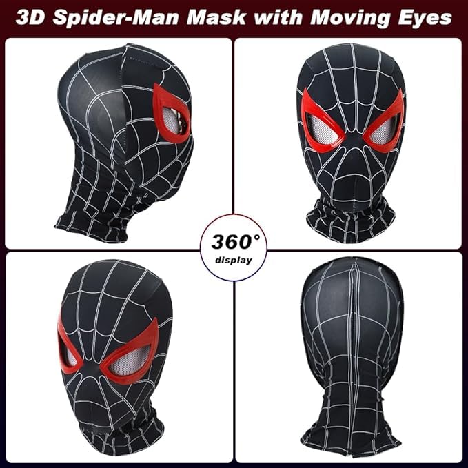 3D Spider Mask Men with Moving Eyes, Jaw Motion Activated Blinking Eyelid