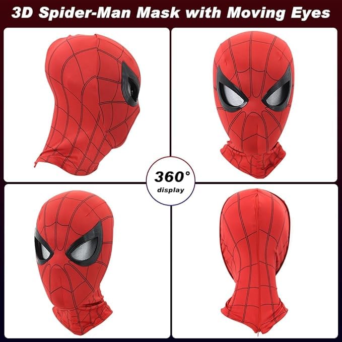 3D Spider Mask Men with Moving Eyes, Jaw Motion Activated Blinking Eyelid