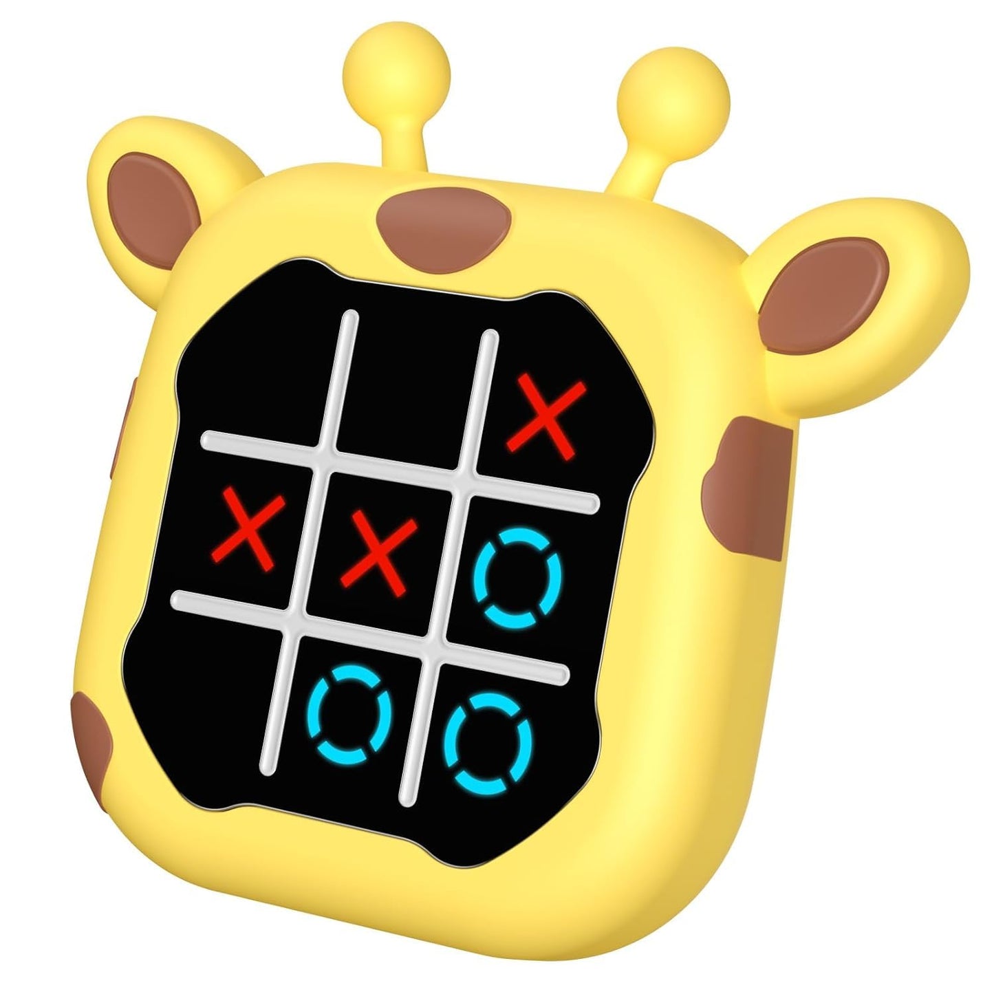 Tic Tac Toe Game, Animal-Themed 3-in-1 Handheld Puzzle Game Console, Board Games for Kids and Adults, Portable Travel Games for Car Ride, Birthday Gifts for Ages 3 (Cow)