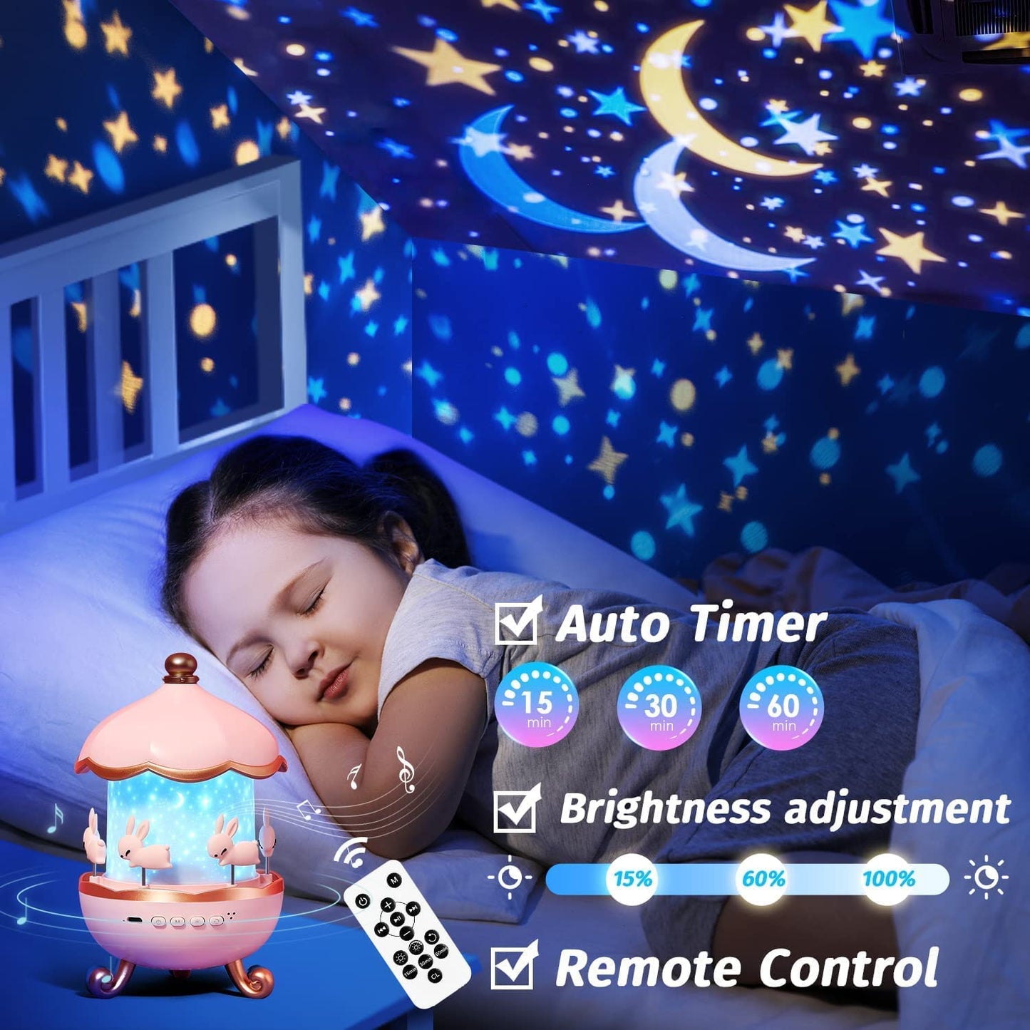 Rotating Cabin Projector Lamp Star Projector Night Light for Kids