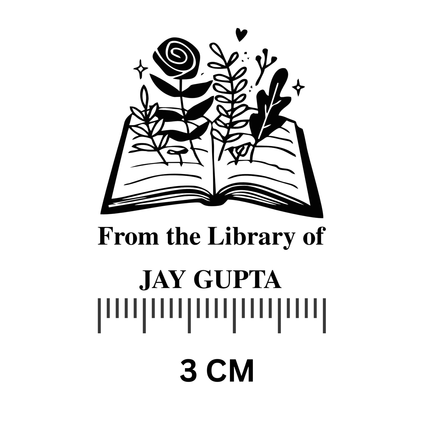 Floral book - Personalised Book Stamp with Your Name