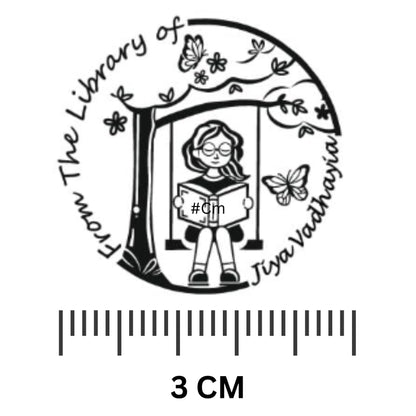 Swinging Girl  -Personalised Book Stamp with Your Name