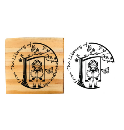 Swinging Girl  -Personalised Book Stamp with Your Name