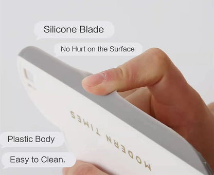 Kunya Multi Purpose Silicone Squeegee with Hanging Hook Water Blade for Cleaning Bathroom Shower Mirror Glass Kitchen Countertop Car Windows Wiper Scraper Waterblade Cleaner Tool (Pack of 2) (Round)