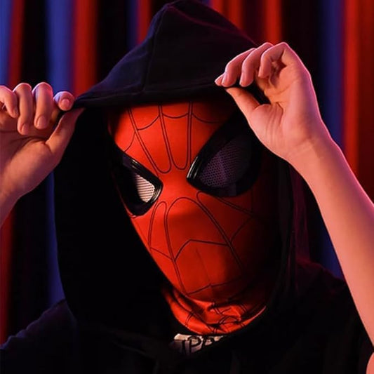 3D Spider Mask Men with Moving Eyes, Jaw Motion Activated Blinking Eyelid