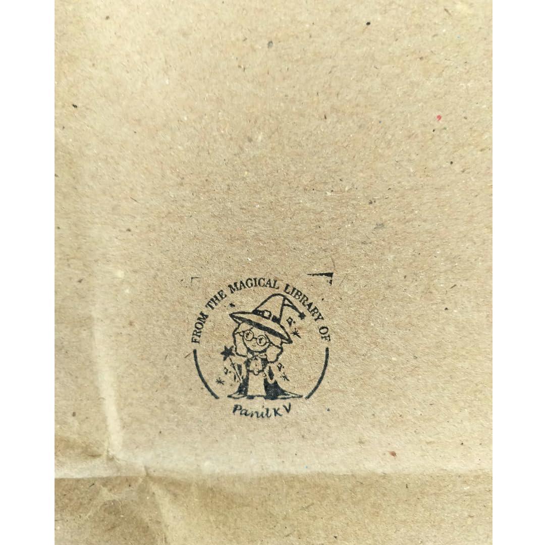 Kunya Personalised Book Stamp with Your Name(3 cm Dia), customised for Stamping Books for Readers, Great Gift for booklovers, Kids, Teachers (Magical Libary)