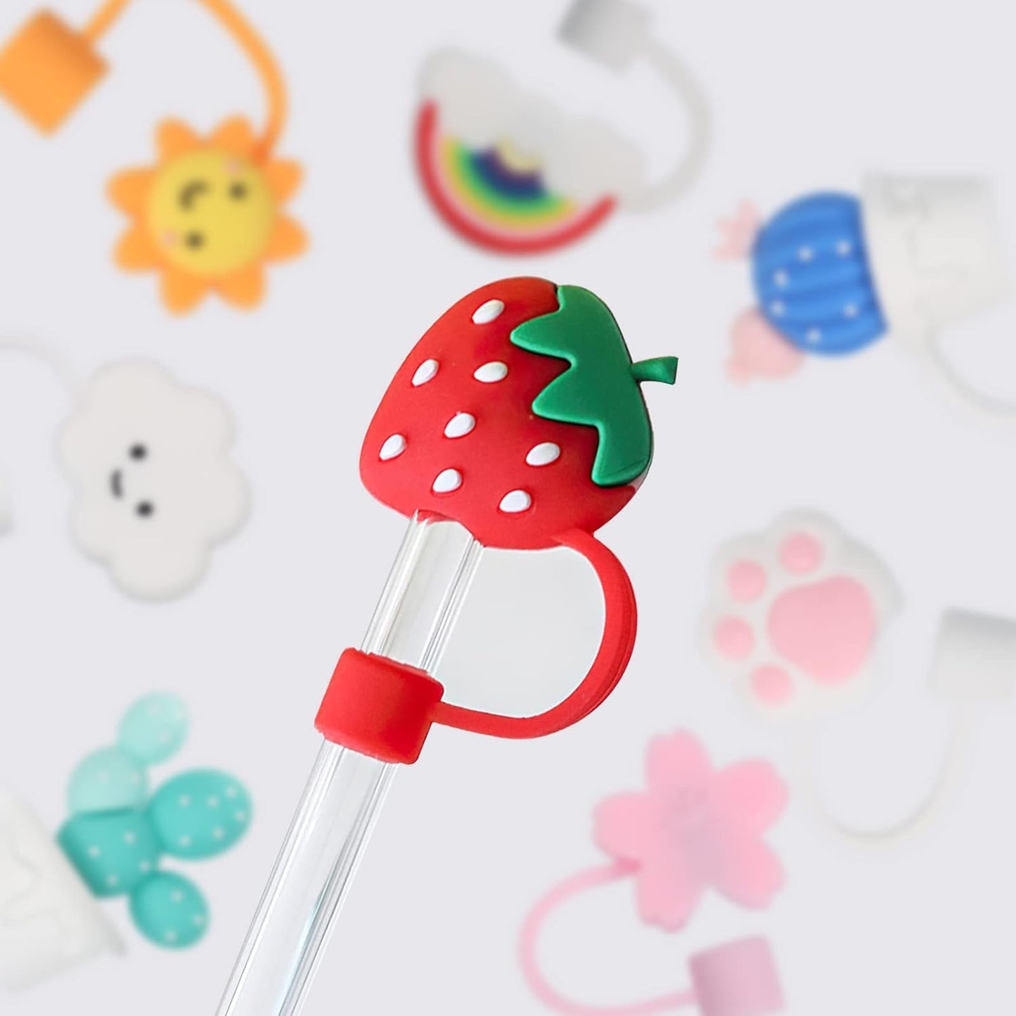 4Pcs Silicone Straw Cover Cap | Reusable Cute Cartoon Straw Cap | Dust-Proof Drinking Straw Tips Lids Cover (no Straw Included) (Size : 10mm, Multi-Design)