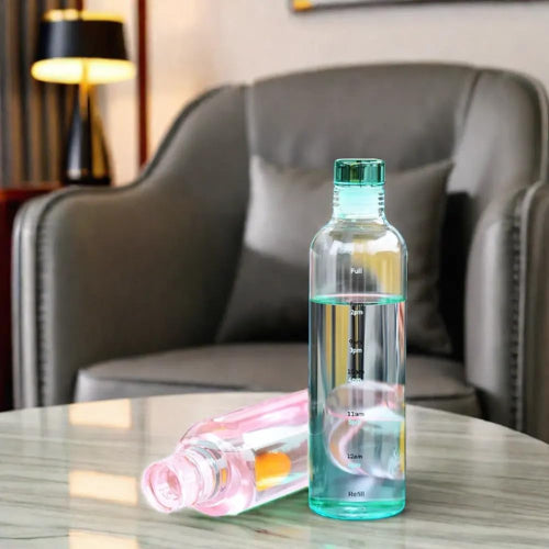 kunya 500ml Borosilicate Water Bottle Sport Glass Bottle, Hourly Time Marker Leak Proof Reusable BPA Free Summer Motivational Water Bottle Wide Mouth Daily Use Multicolor