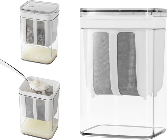 Kunya 1100ML Yogurt Filter Strainer BPA-Free Greek Yoghurt Curd Maker Multifunctional with fine mesh & lid for Coffee Soybean Milk Soup Fruit Juice