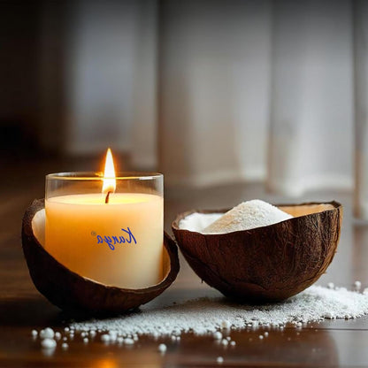 Kunya DIY Sand Wax Powder Candle Making Kit With Natural Coconut Shell Refillable Beaded Pearled All Natural Reusable Self Extinguish Candle for Home Decor (200 GM)