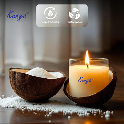 Kunya DIY Sand Wax Powder Candle Making Kit With Natural Coconut Shell Refillable Beaded Pearled All Natural Reusable Self Extinguish Candle for Home Decor (200 GM)