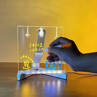 3D Acrylic Dry Erase Board with Light up Dry Erase Board with Stand as a Glow Memo LED
