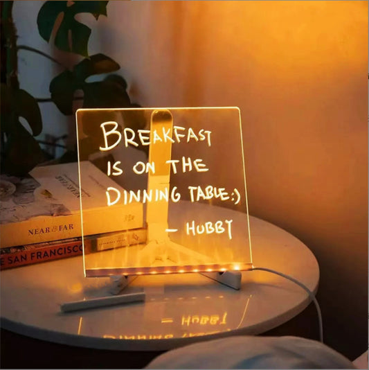3D Acrylic Dry Erase Board with Light up Dry Erase Board with Stand as a Glow Memo LED