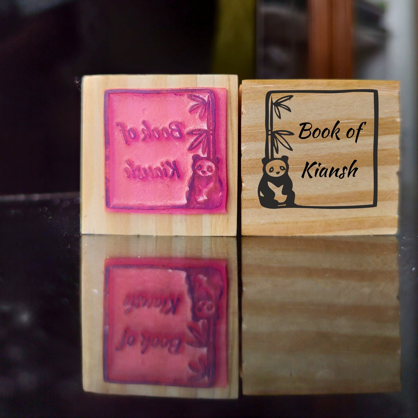 Panda lover - -Personalised Book Stamp with Your Name